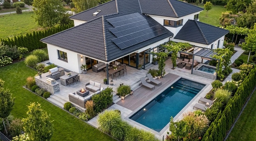 modern house garden